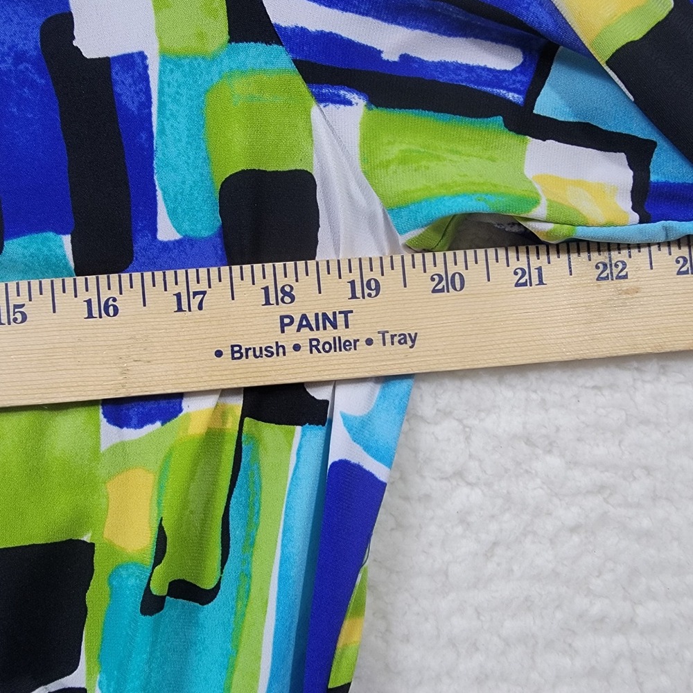 Kiara Sheath Dress Women Large Blue Green Abstract Geometric Knot Side SCWK183 - Picture 3 of 6